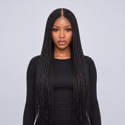 Tiana - Center Cornrow Braids - 26" HD 5x5 Lace Closure Black