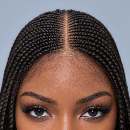 Tiana - Center Cornrow Braids - 26" HD 5x5 Lace Closure Black