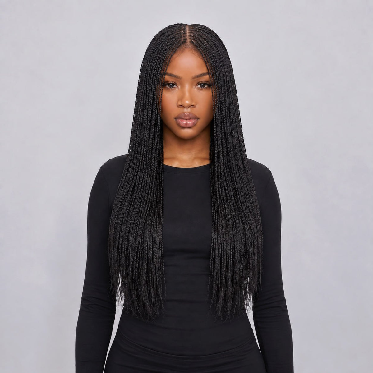 Sarah Mini Knotless Twists - 22" 13x4 Lace Frontal Black colour