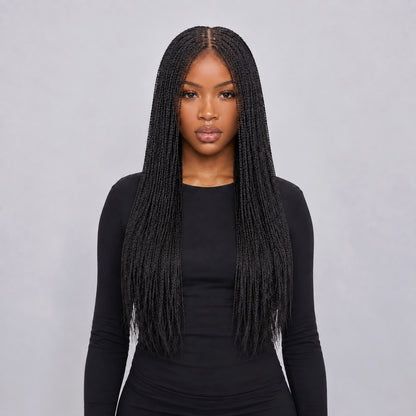 Sarah Mini Knotless Twists - 22" 13x4 Lace Frontal Black colour