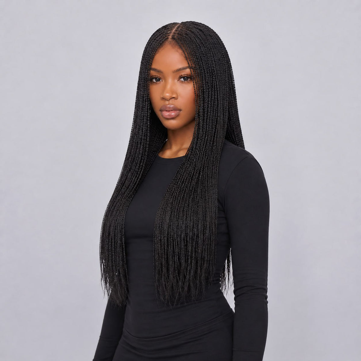 Sarah Mini Knotless Twists - 22" 13x4 Lace Frontal Black colour