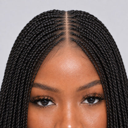 Sarah Mini Knotless Twists - 22" 13x4 Lace Frontal Black colour