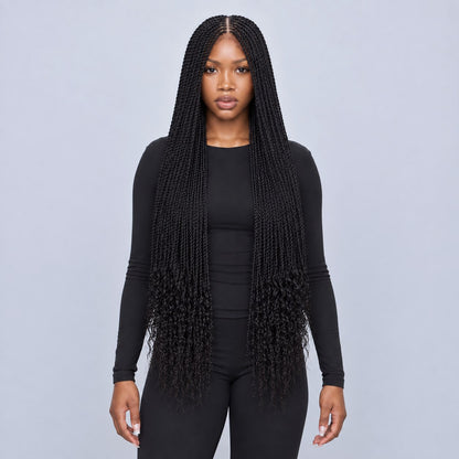 JASMIN - Senegalese Twist Wig 30" HD 5x5 Frontal Color Black