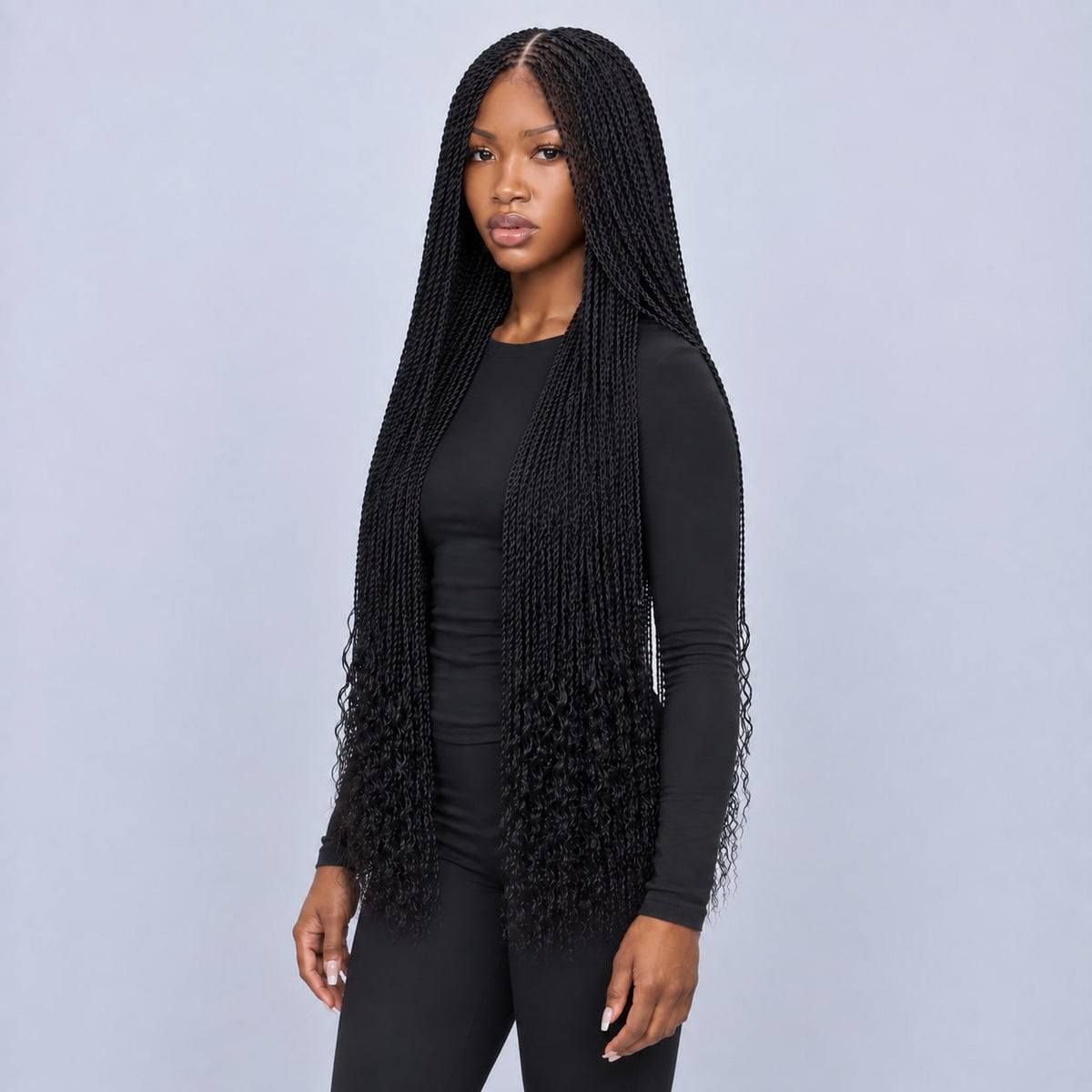 JASMIN - Senegalese Twist Wig 30" HD 5x5 Frontal Color Black