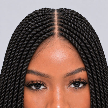 JASMIN - Senegalese Twist Wig 30" HD 5x5 Frontal Color Black
